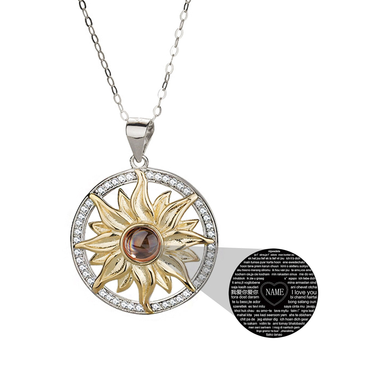 Custom SunFlower Projection Necklace Personalized Lover Keepsake Jewelry - MERGE.DAY.1.FREESTYLE