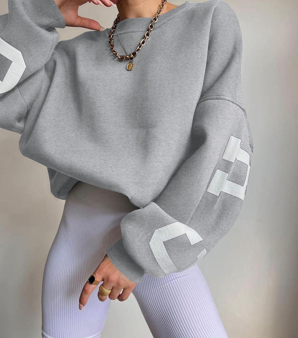 Casual Letters Print Sweatshirt Women Long Sleeve Loose Hoodies Y2k Streetwear - MERGE.DAY.1.FREESTYLE