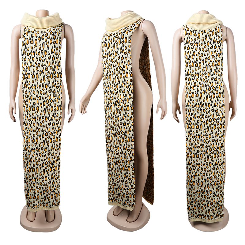 Knitted Side Split Sweater Dress Sleeveless Spring Clothes for Women Y2k Outfits Long Maxi Dresses - MERGE.DAY.1.FREESTYLE