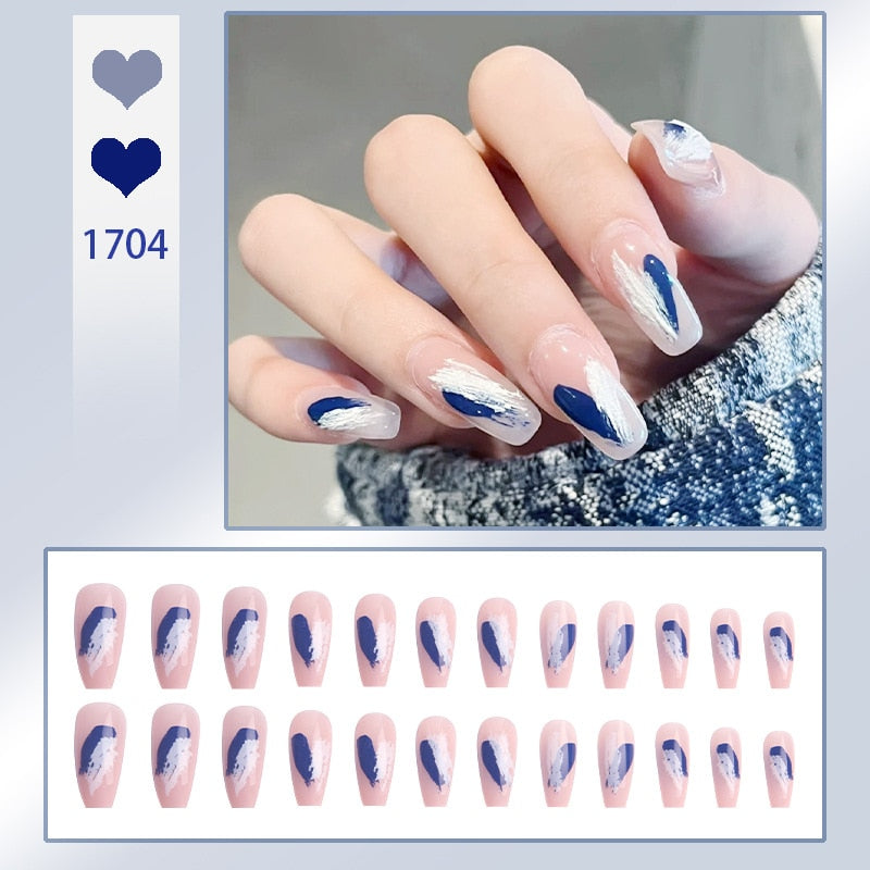 24Pcs/Box Charming Pink Flame Short Fake Nails press on Square Head Full Cover Detachable - MERGE.DAY.1.FREESTYLE