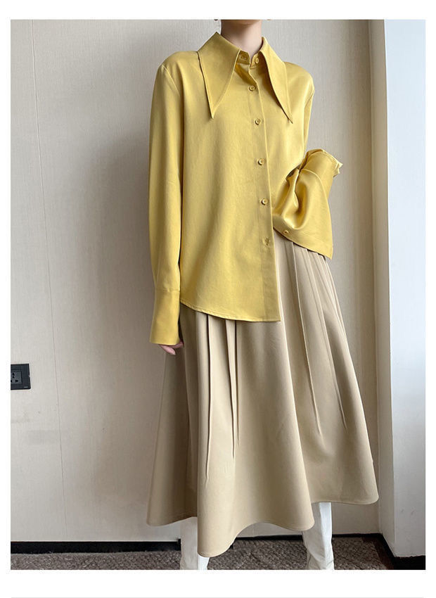 Big Pointed Collar White Blouses For Women Vintage Loose Long Sleeve Shirt - MERGE.DAY.1.FREESTYLE
