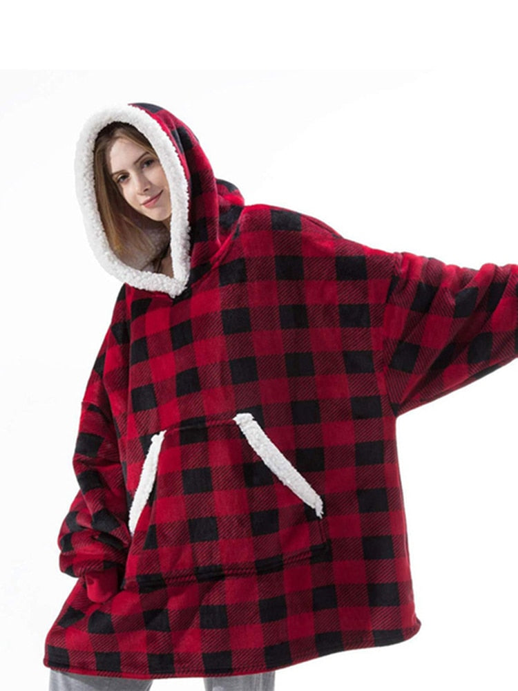 Winter Oversized Hoodies Women Giant Hoody Flannel Fleece Wearable Blanket - MERGE.DAY.1.FREESTYLE