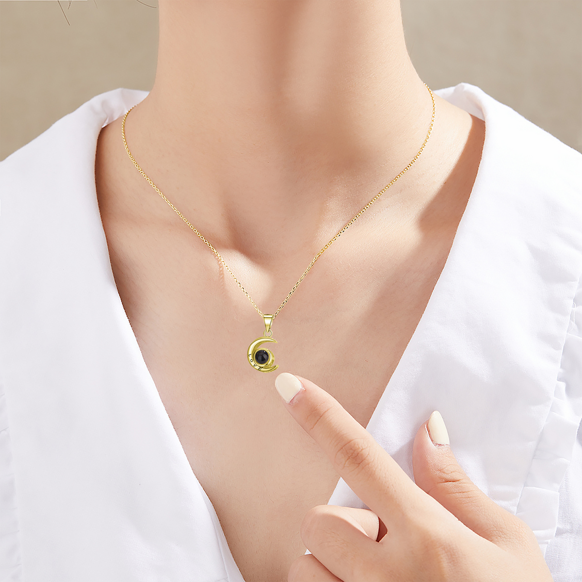 Custom Projection Photo Necklace Star Moon Necklace - MERGE.DAY.1.FREESTYLE