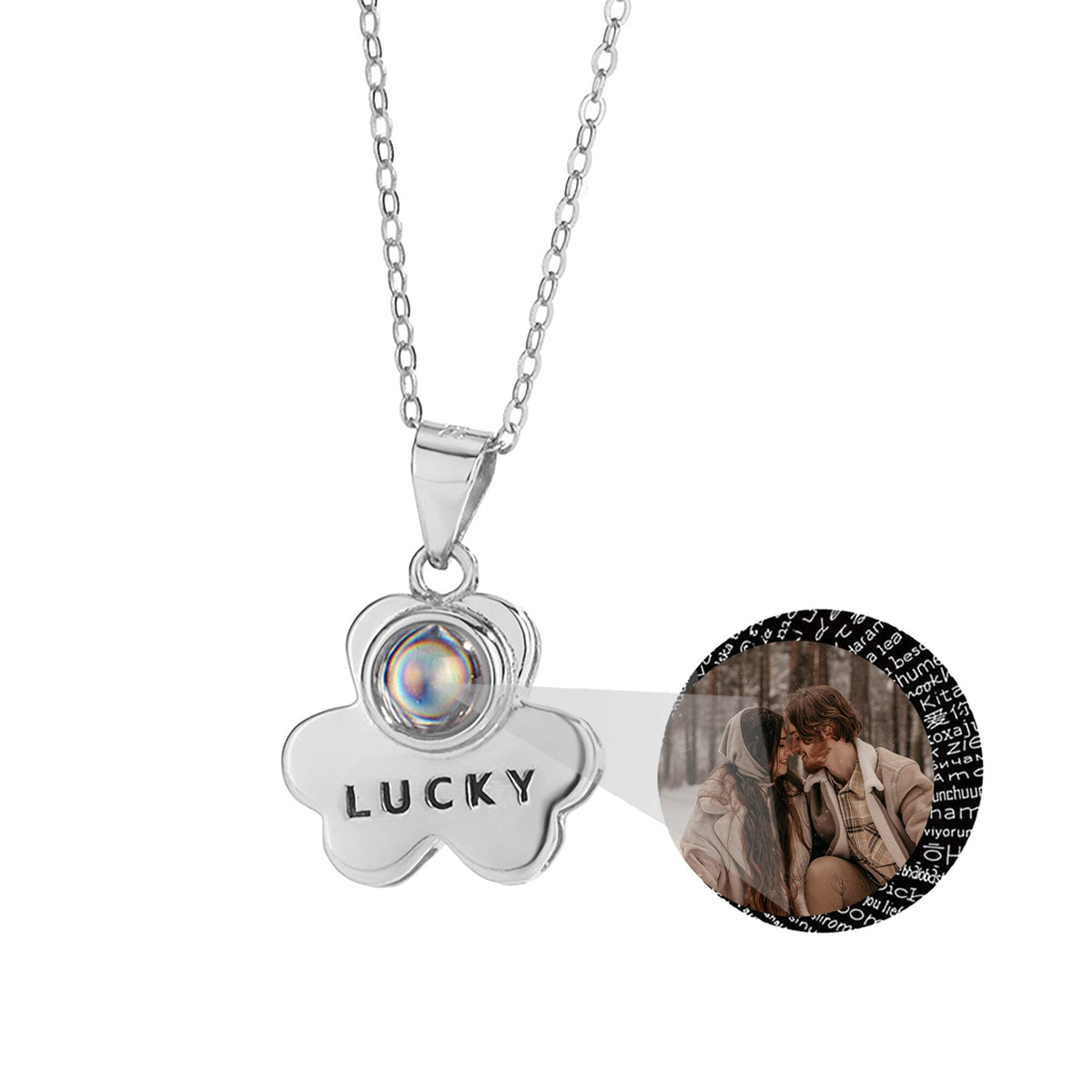 Customizable Photo Bear Projection Necklace Silver Shiny Necklace - MERGE.DAY.1.FREESTYLE