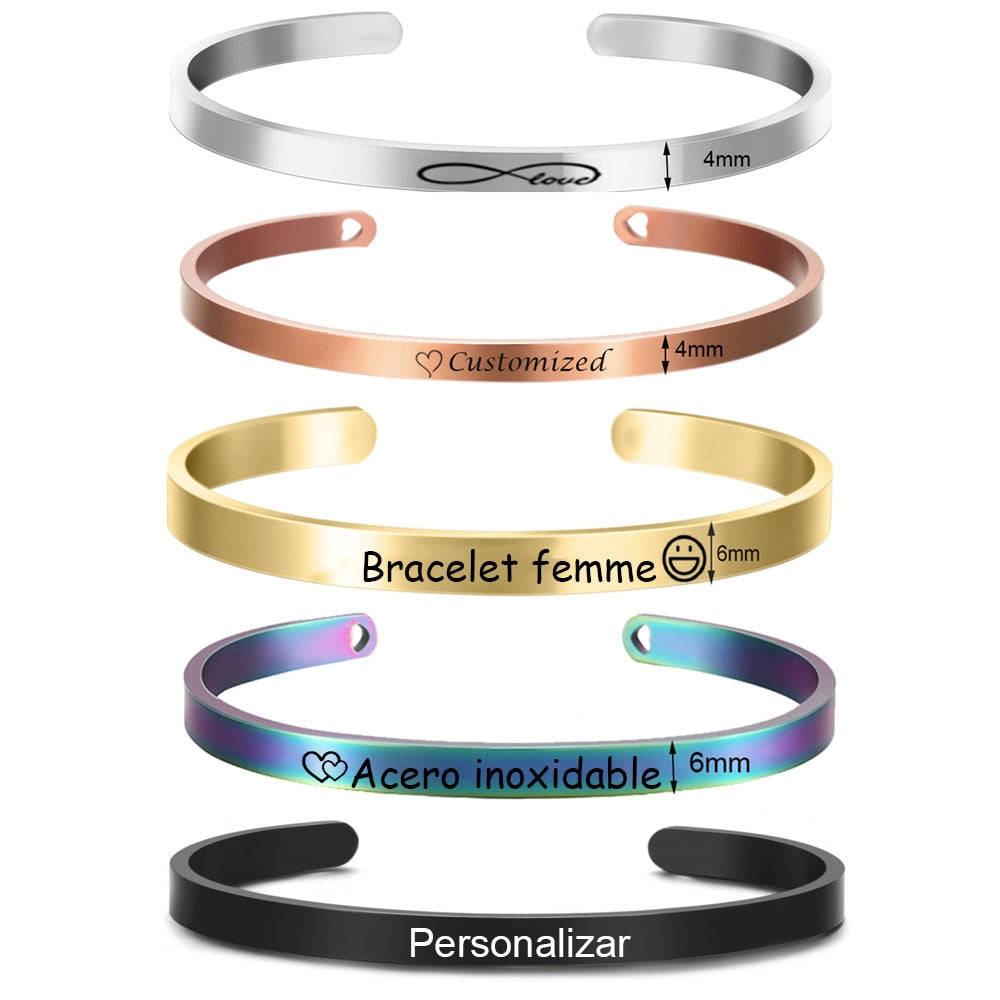 Custom Necklace Bar Engraved Name Text Bangle Cuff Jewelry - MERGE.DAY.1.FREESTYLE