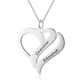 Heart Shaped Personalized Engraving 2 Names Name Necklace - MERGE.DAY.1.FREESTYLE