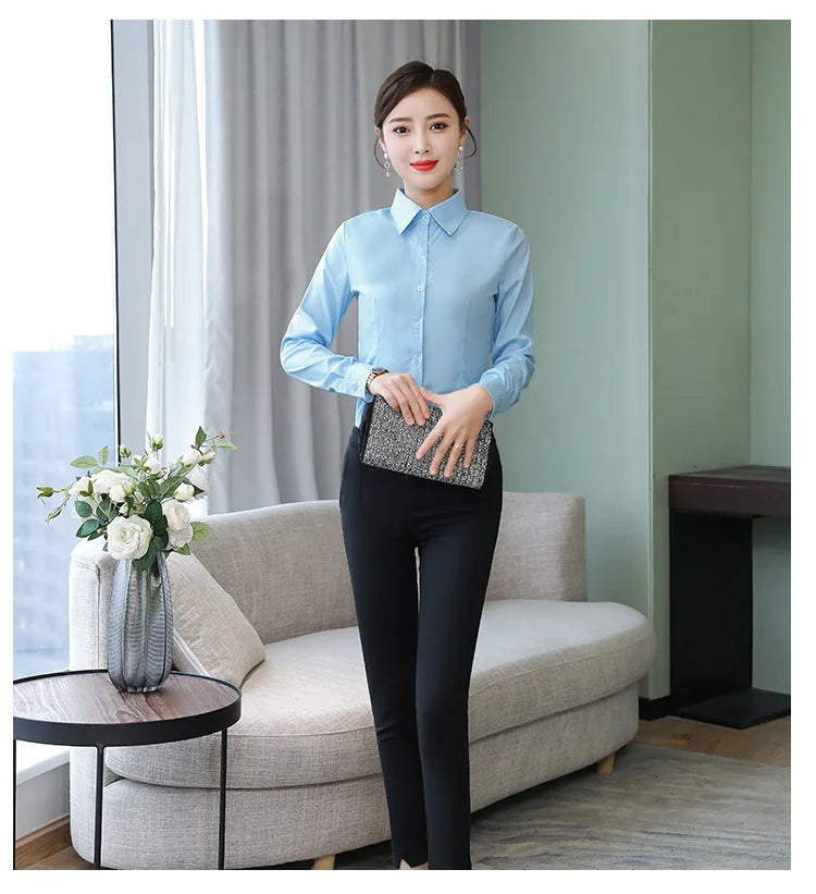 Polyester Cotton Shirts for Women Long Sleeve Blouse - MERGE.DAY.1.FREESTYLE