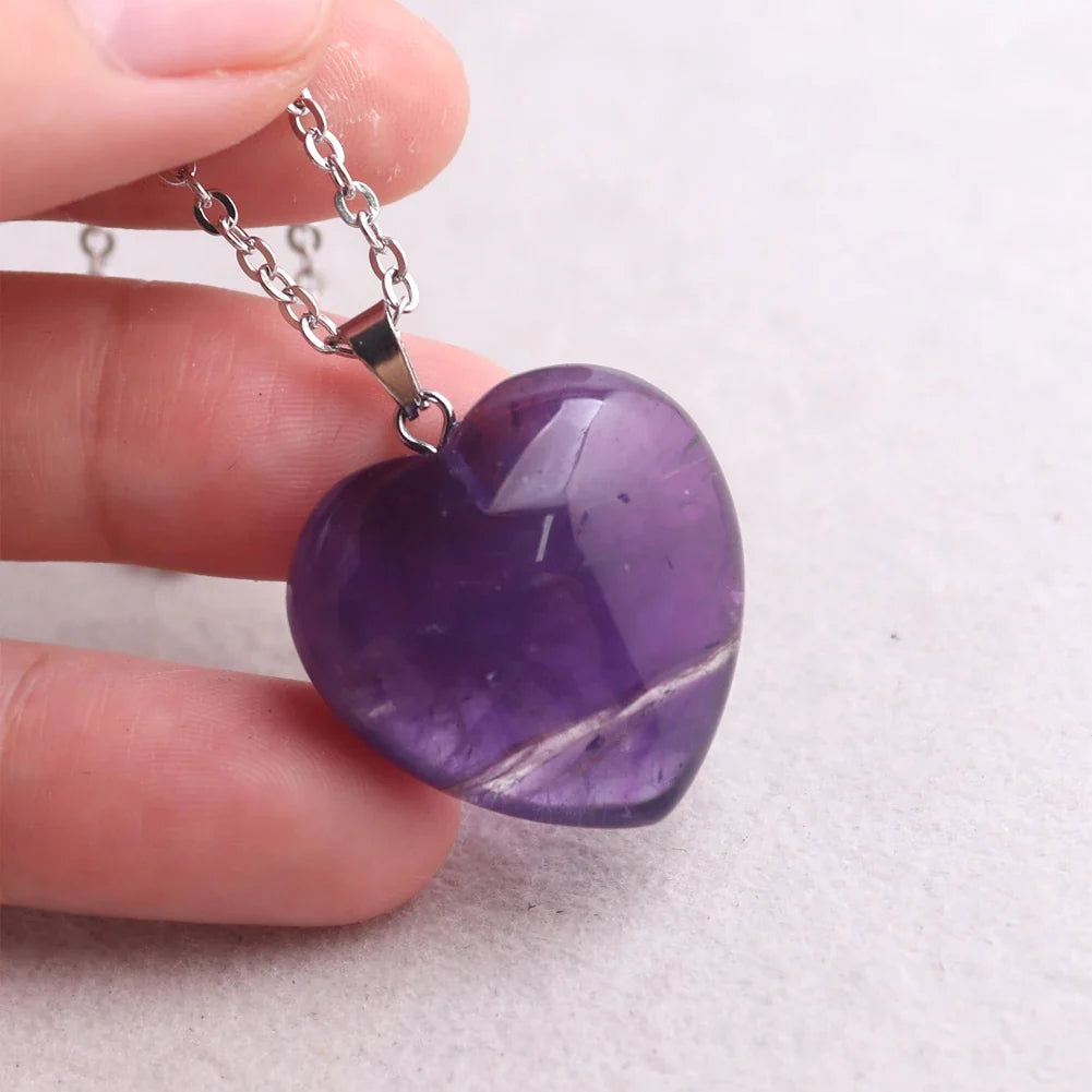 rose quartz pendant Heart Necklace - MERGE.DAY.1.FREESTYLE