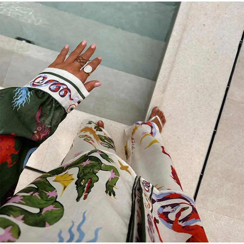 Beach Printed Lapel Shirt Pants Suits - MERGE.DAY.1.FREESTYLE