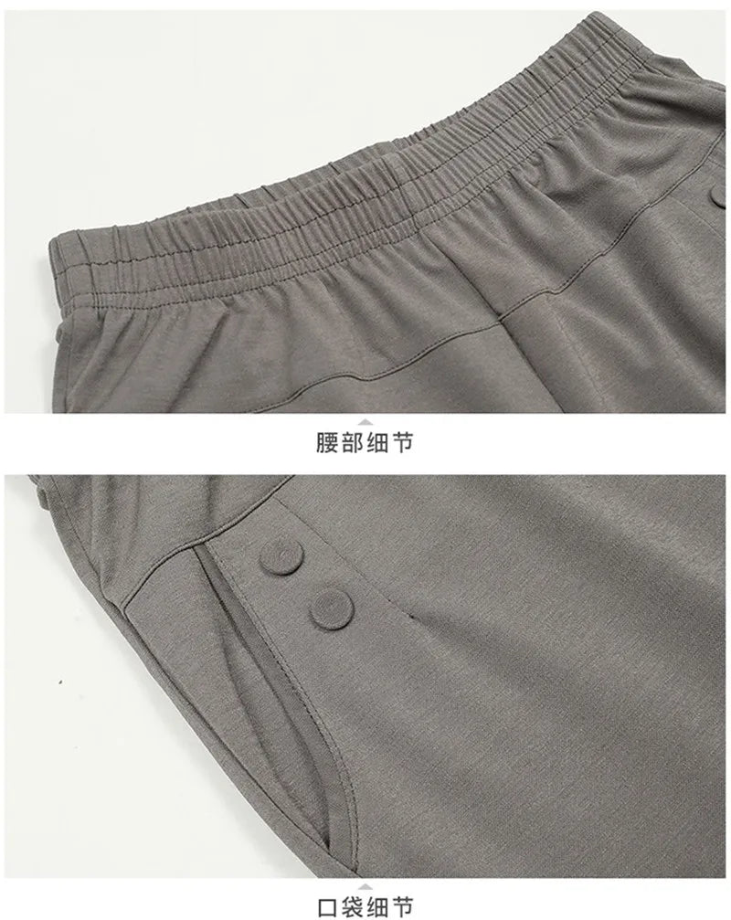 Spring Summer Pants Thin Elastic Waist Loose Cotton - MERGE.DAY.1.FREESTYLE