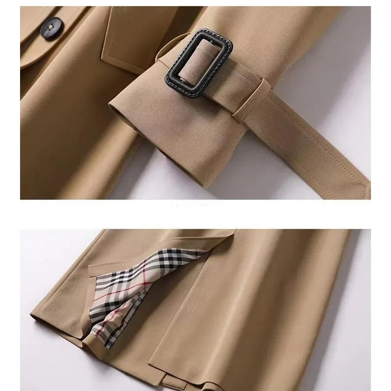 Elegant Long Windbreaker Korean Double Breasted Belt Dust Coat - MERGE.DAY.1.FREESTYLE
