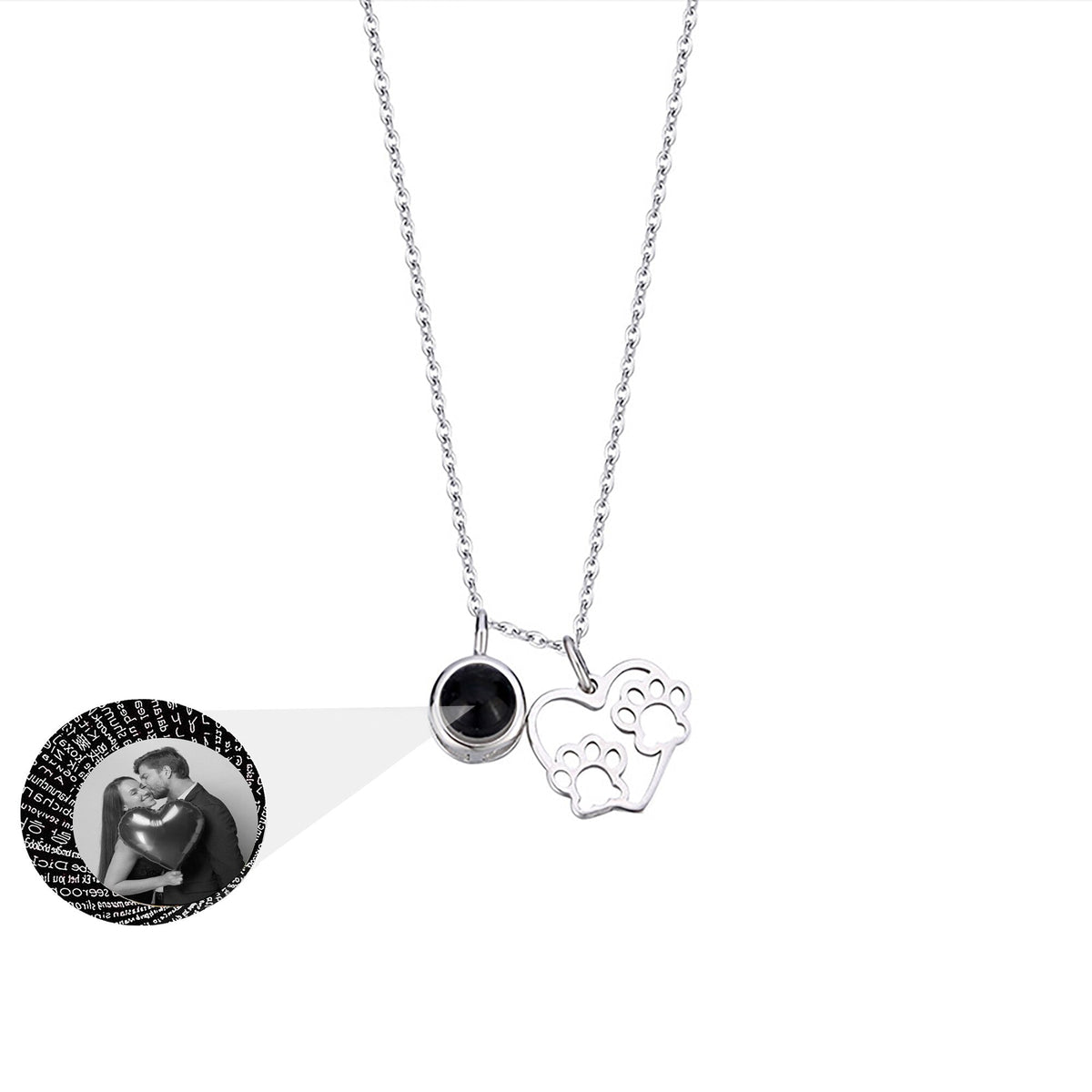 Photo Customizable Love Dog Paw Projection Necklace Pendant Jewelry - MERGE.DAY.1.FREESTYLE