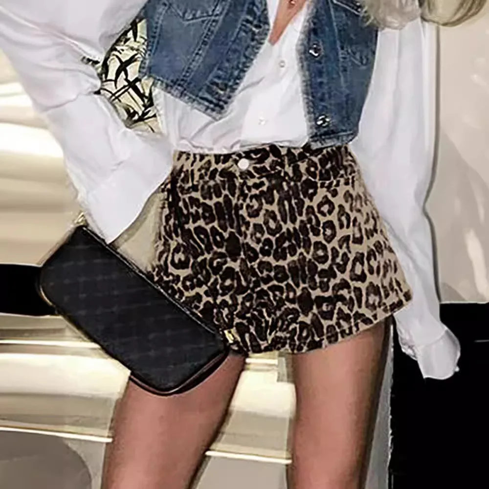 Leopard Print Shorts Women Denim Short Pants - MERGE.DAY.1.FREESTYLE