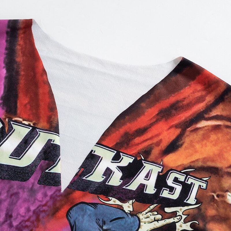 Short Sleeves V Neck Graphic Print Oversize Sexy Tops T Shirts Streetwear Y2K - MERGE.DAY.1.FREESTYLE