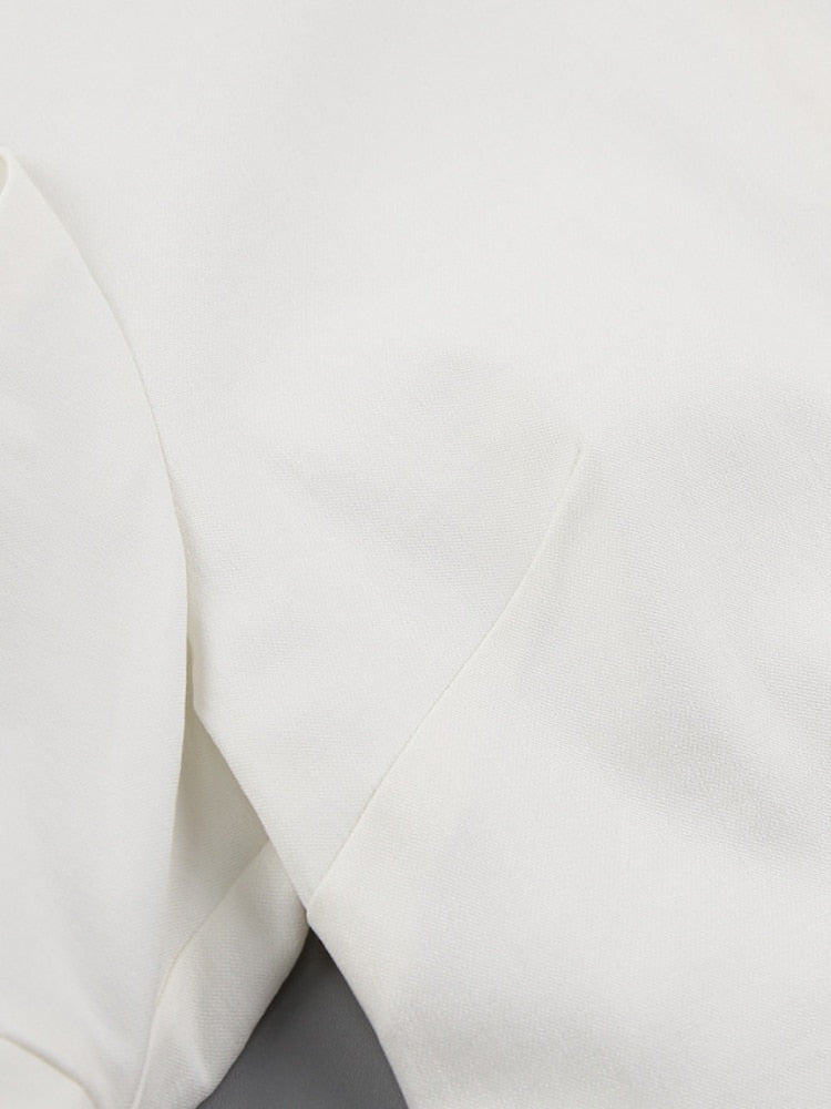 Summer Puff Short Sleeve Dress O-neck Office Lady Solid Color A-line Dress - MERGE.DAY.1.FREESTYLE