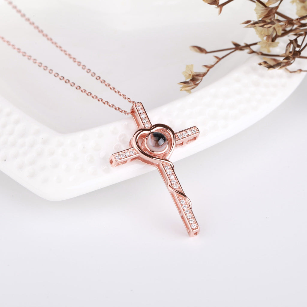 Personalized Name Custom Photo Cross Projection Necklace 925 Silver Necklace - MERGE.DAY.1.FREESTYLE
