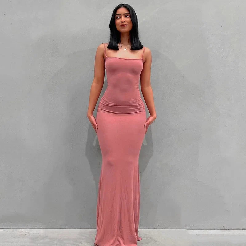Satin Slip Sleeveless Backless Maxi Dress Women Y2K - MERGE.DAY.1.FREESTYLE
