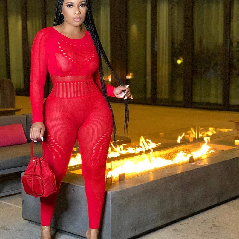 solid color Knitted Thin Long Sleeve Jumpsuit Romper - MERGE.DAY.1.FREESTYLE