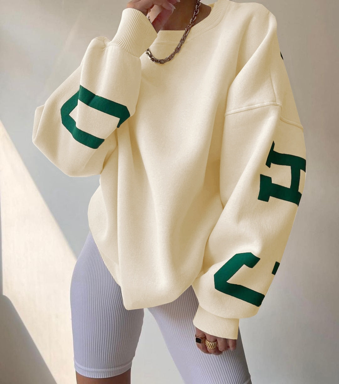 Sudadera informal con estampado de letras para mujer, sudadera holgada de manga larga estilo Y2k streetwear