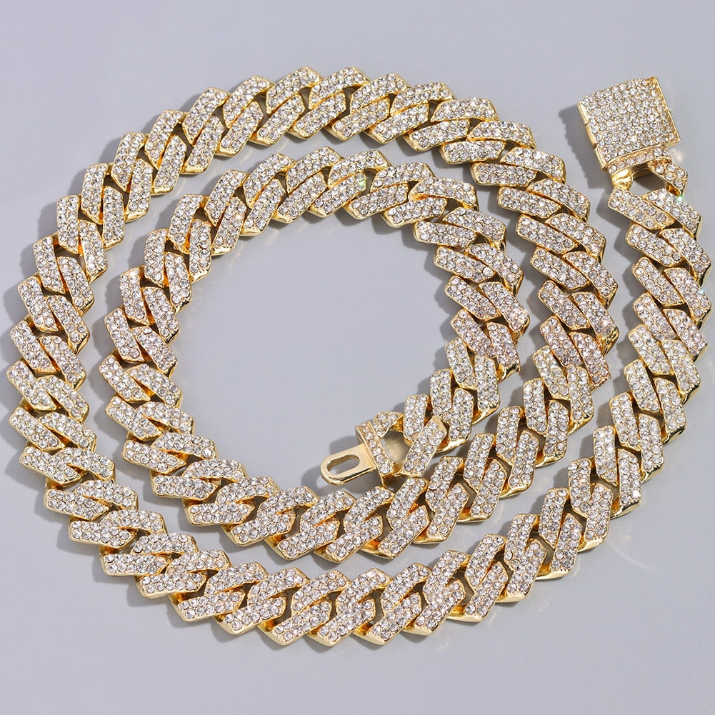 HipHop Prong Cuban Link Chain Necklace Bling Cuban Necklace Jewelry - MERGE.DAY.1.FREESTYLE