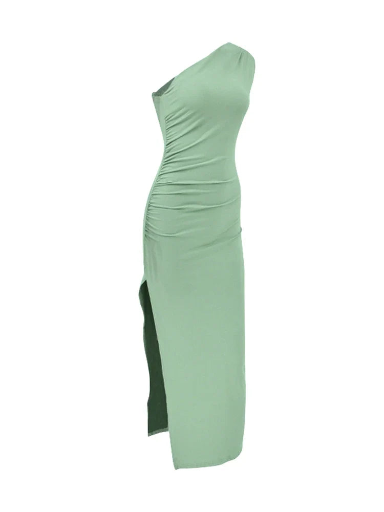 Solid Sleeveless Backless Slim Dress Female Off Shoulder Club Elegant Party Dress - MERGE.DAY.1.FREESTYLE