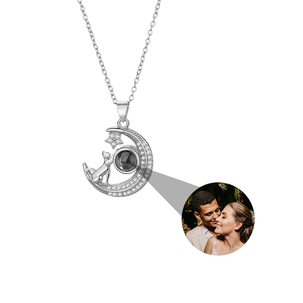 Customizable photo Cute moon necklace Projection Necklace - MERGE.DAY.1.FREESTYLE