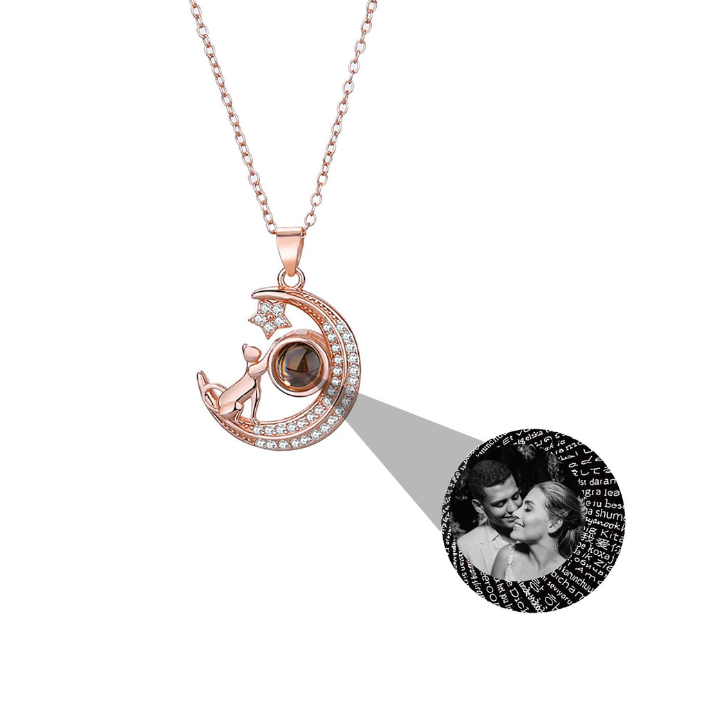 Customizable photo Cute moon necklace Projection Necklace - MERGE.DAY.1.FREESTYLE