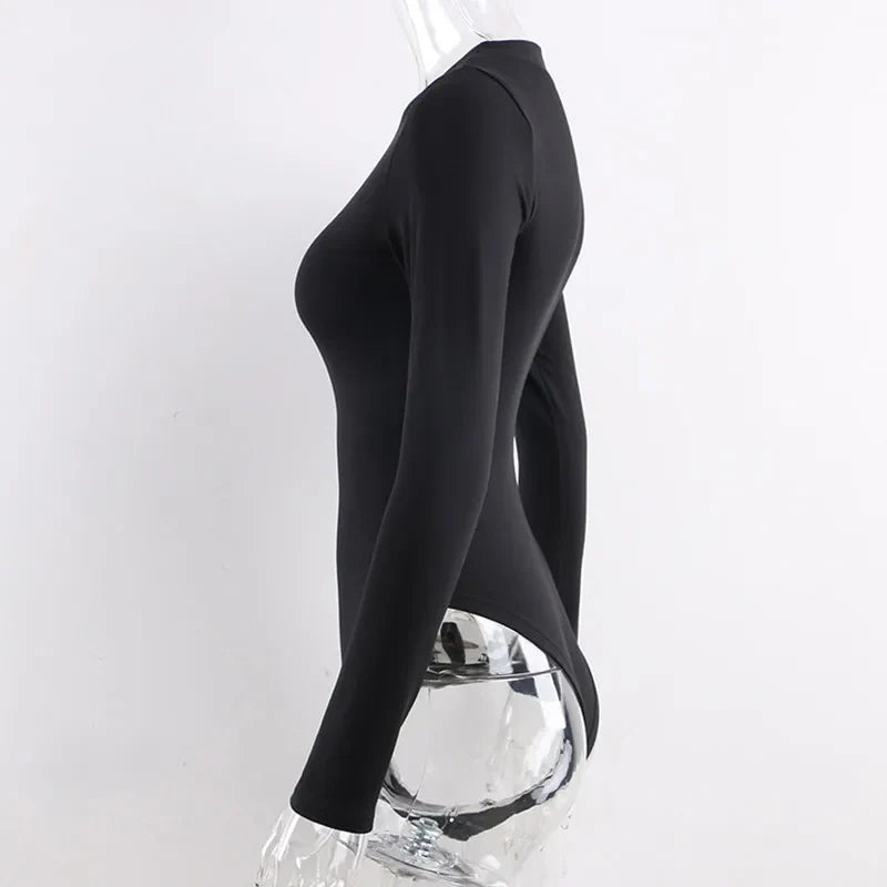 Sexy Y2k Women cotton Bodysuits Long Sleeve Bodysuit O Neck Body Top - MERGE.DAY.1.FREESTYLE