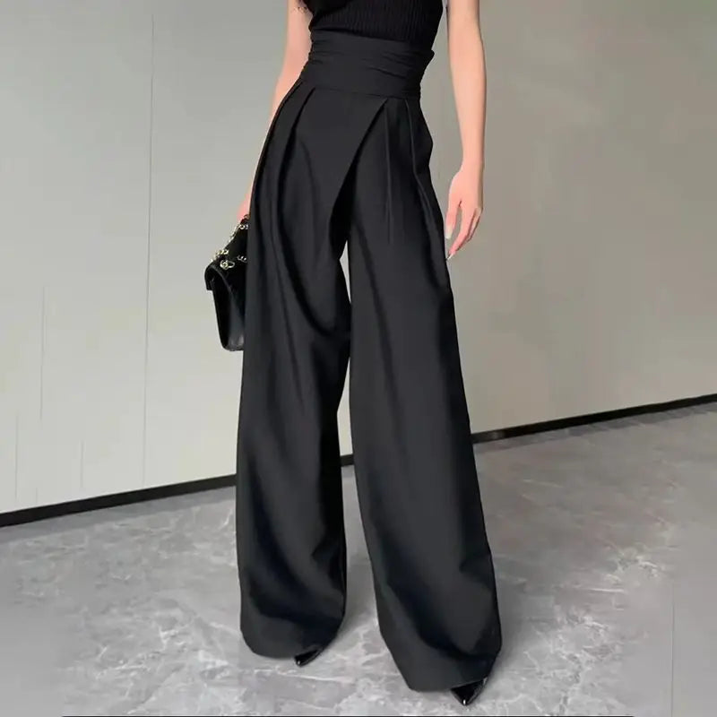 Magic High Waist Loose Straight Drooping Mopping Casual Trousers - MERGE.DAY.1.FREESTYLE