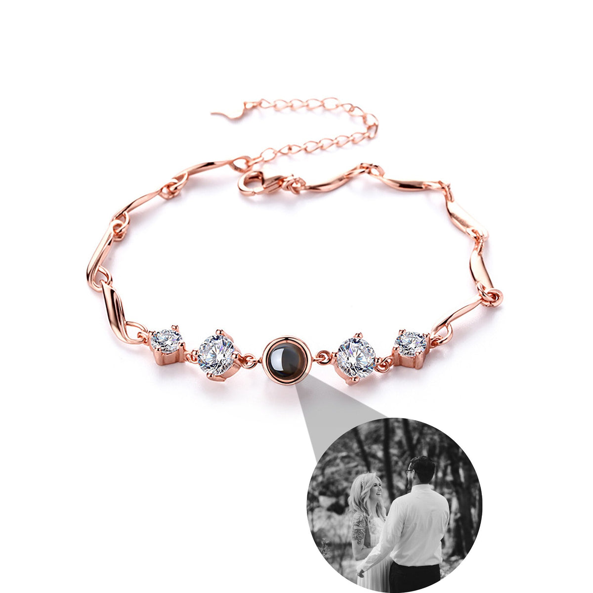 Custom photo Projection Bracelet Jewelry with Silver/Rose Gold Color - MERGE.DAY.1.FREESTYLE