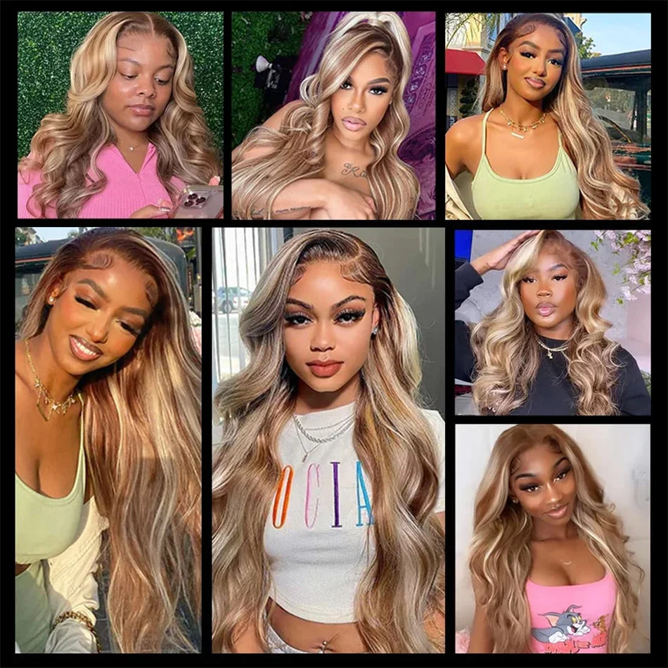Ash Blonde Lace Front Human Hair Wig Remy Vietnamese 4/613 Highlight Wig Body Wave 13x4 Colored Wigs 613 HD Lace Frontal Wig - MERGE.DAY.1.FREESTYLE