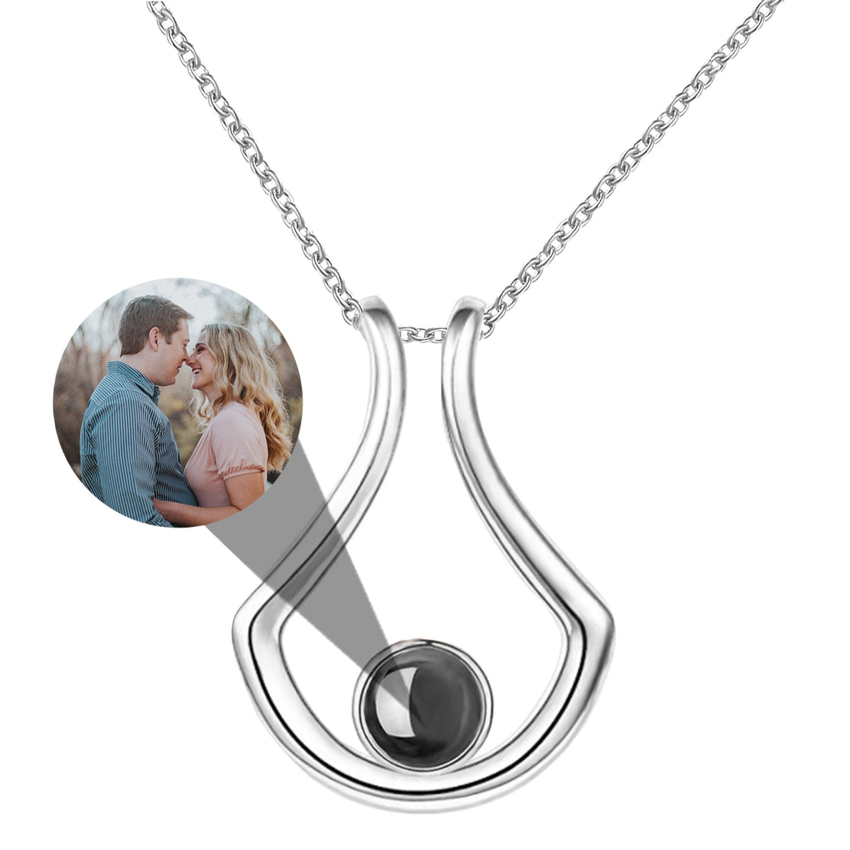 Custom Geometric Bracket Curved Projection Necklace Personalized Color Photo - MERGE.DAY.1.FREESTYLE