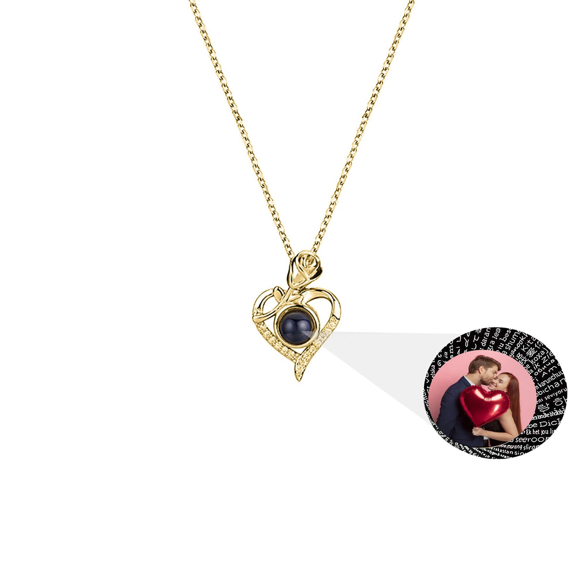 Love Rose with Customized PhotosProjection Necklace Pendant Jewelry For Lover Girlfriend - MERGE.DAY.1.FREESTYLE