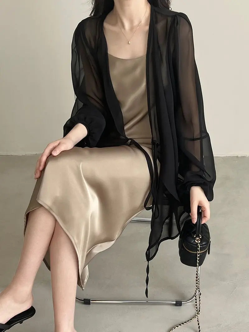 Women High Street Casual Lacing Button Cardigan Elegant All-match Top - MERGE.DAY.1.FREESTYLE