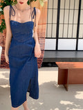 Summer Women Sexy Slip Denim Dress Strapless Lace-up High Waist Dress - MERGE.DAY.1.FREESTYLE