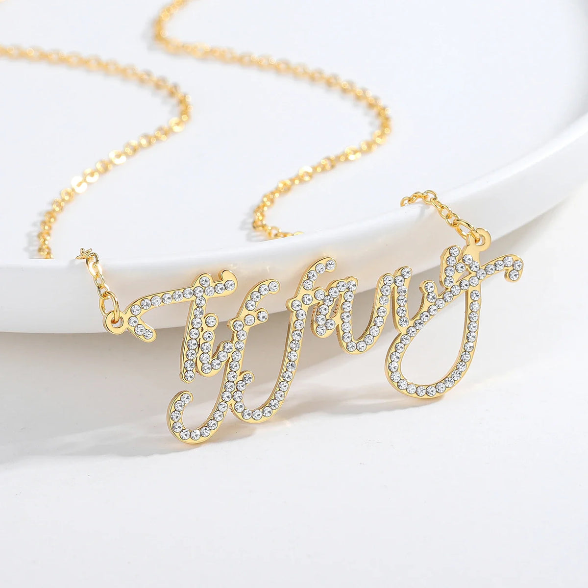 Custom Crystal Name Necklace For Women Iced Out Letter Diamond Nameplate - MERGE.DAY.1.FREESTYLE