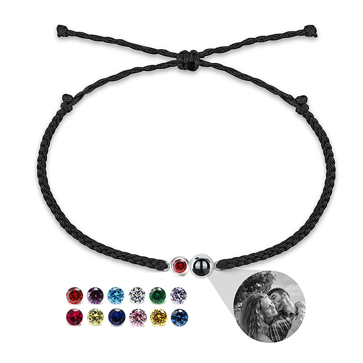 Customized birthstone Personalized Circle Photo Bracelet - MERGE.DAY.1.FREESTYLE