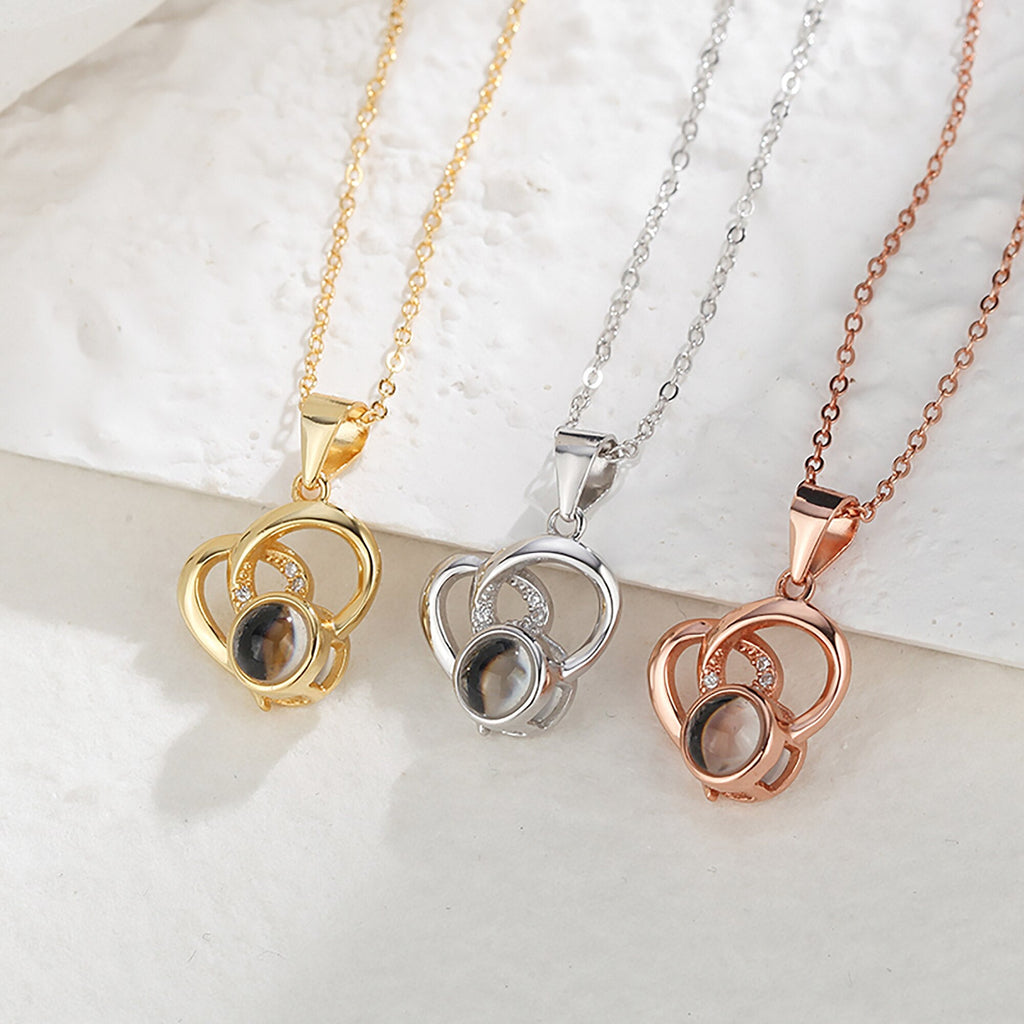 Customizable Photo Necklaces Silver Shiny Heart Chain Necklace Birthday Gifts - MERGE.DAY.1.FREESTYLE