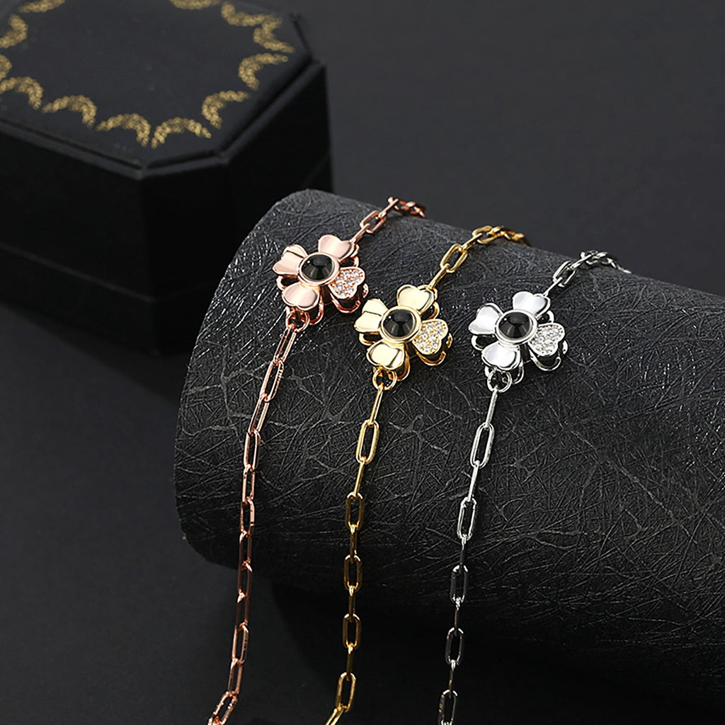 Four leaf clover with customized photos Projection Bracelet Personality Jewelry - MERGE.DAY.1.FREESTYLE