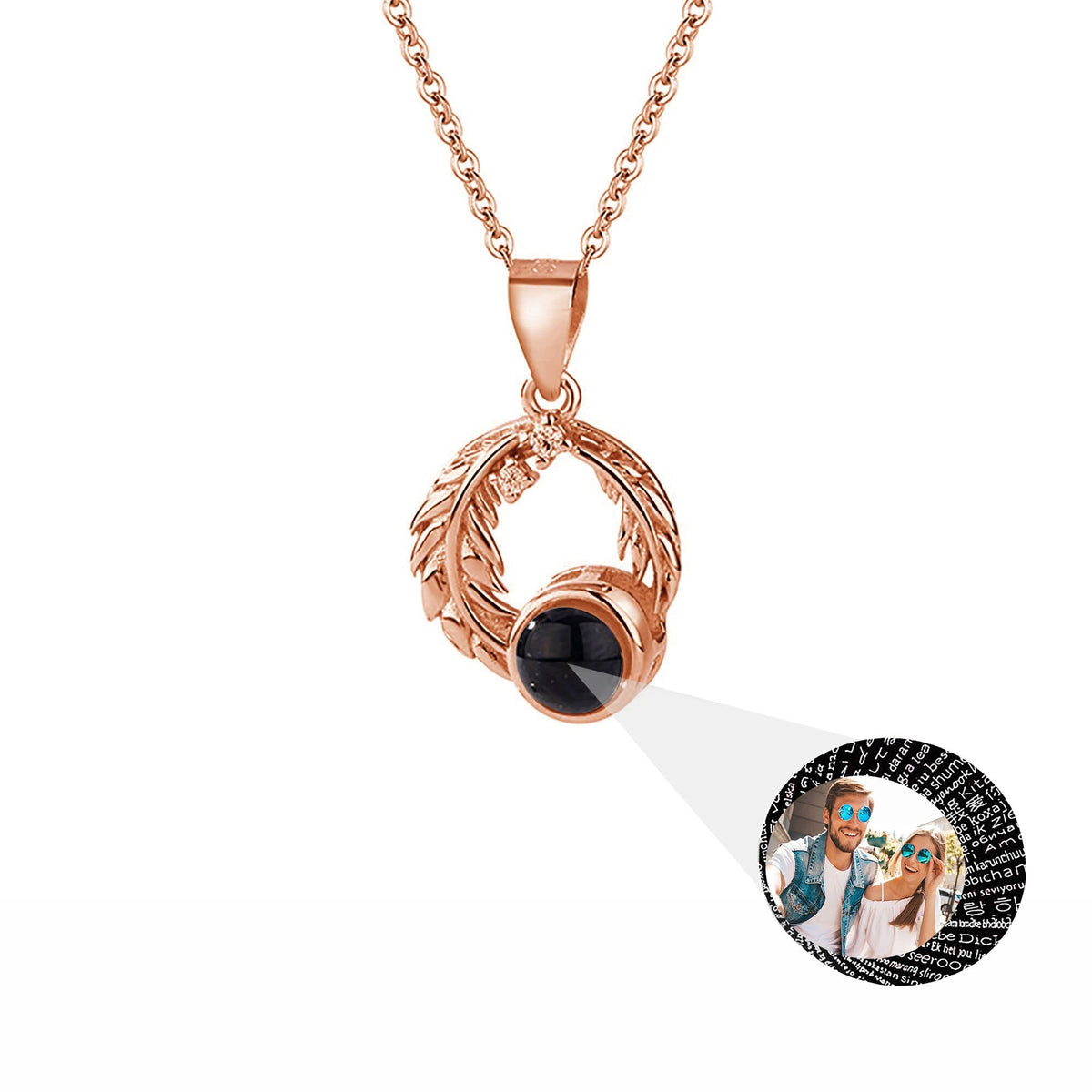 Feathers for customized photos Projection Necklace Pendant Jewelry For Lover Girlfriend - MERGE.DAY.1.FREESTYLE
