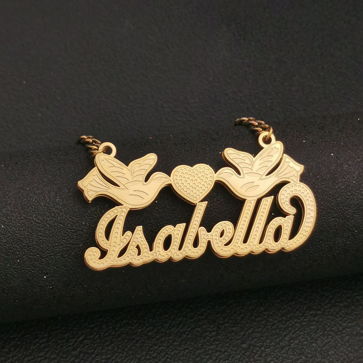 3D Double Plate Custom Nameplate Necklace Gold Plate Pendant Personalized Name Necklace - MERGE.DAY.1.FREESTYLE