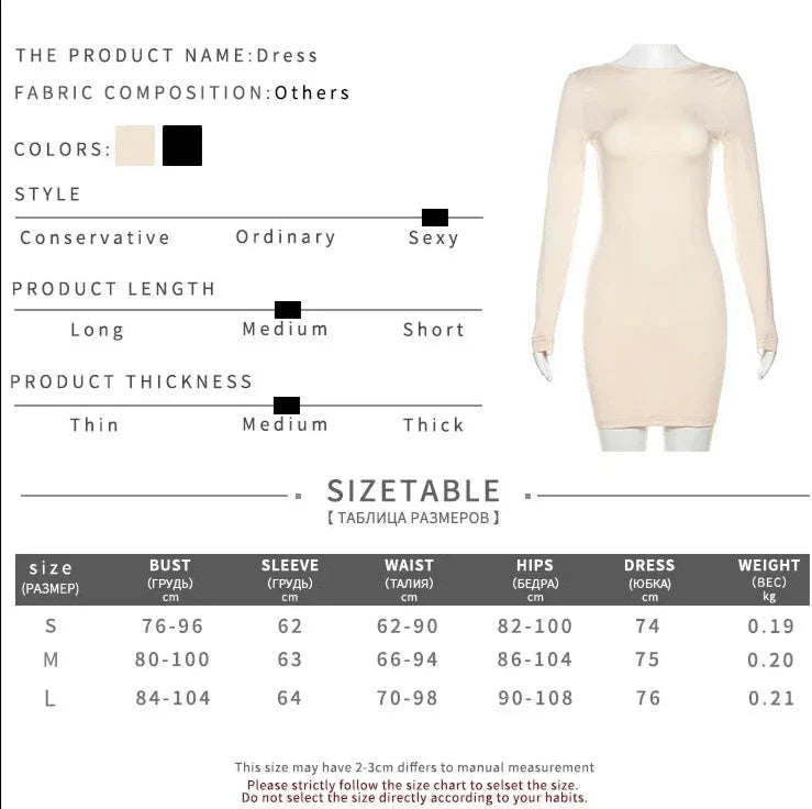 Backless Full Sleeve O-neck Basic Fit Bodycon - MERGE.DAY.1.FREESTYLE