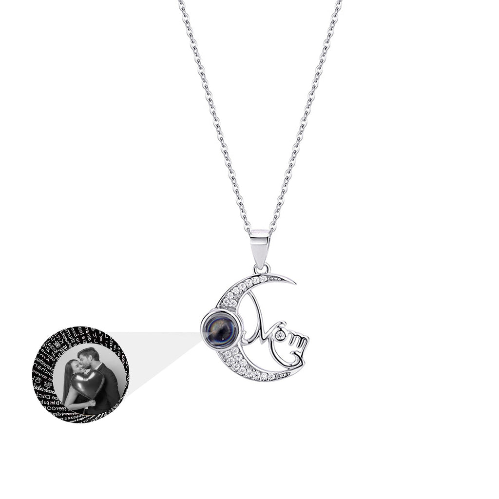 Customizable photo of the moon Projection Necklace Pendant Jewelry - MERGE.DAY.1.FREESTYLE