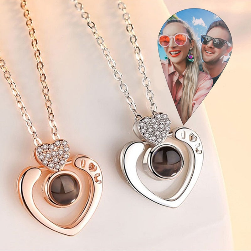 Custom Projection Photo Necklace With Heart Custom Mom Photo Necklace - MERGE.DAY.1.FREESTYLE