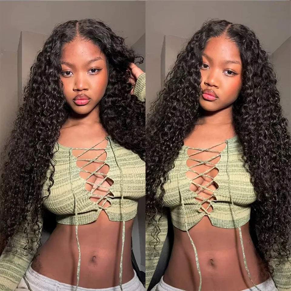 Malaysian Water Wave Wigs 13x6 HD Transparent Lace Front Human Hair Wigs Wear and Go Glueless Lace Frontal Wigs Deep Curly Wigs - MERGE.DAY.1.FREESTYLE