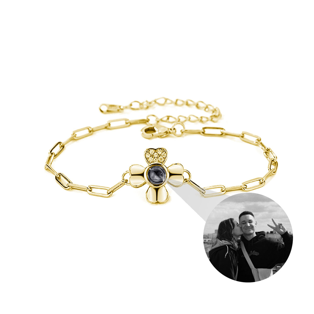 Four leaf clover with customized photos Projection Bracelet Personality Jewelry - MERGE.DAY.1.FREESTYLE