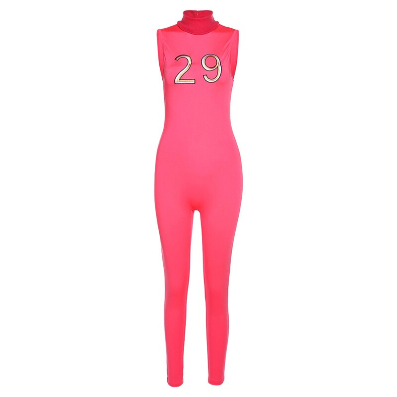 Women Tracksuit Slim Elastic High Print Figure Zipper Jumpsuit Y2K Sports - MERGE.DAY.1.FREESTYLE