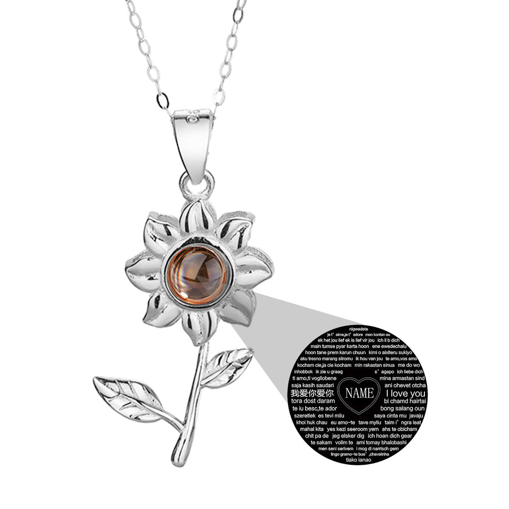 Custom SunFlower Projection Necklace Personalized Lover Keepsake Jewelry - MERGE.DAY.1.FREESTYLE
