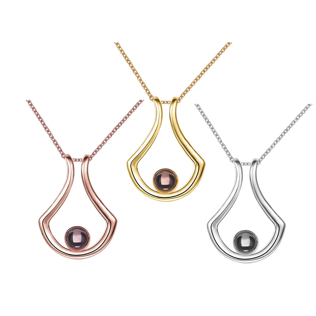 Custom Geometric Bracket Curved Projection Necklace Personalized Color Photo - MERGE.DAY.1.FREESTYLE
