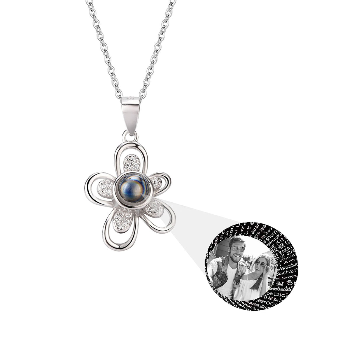 Flowers that can be customized for photos Projection Necklace Pendant Jewelry - MERGE.DAY.1.FREESTYLE